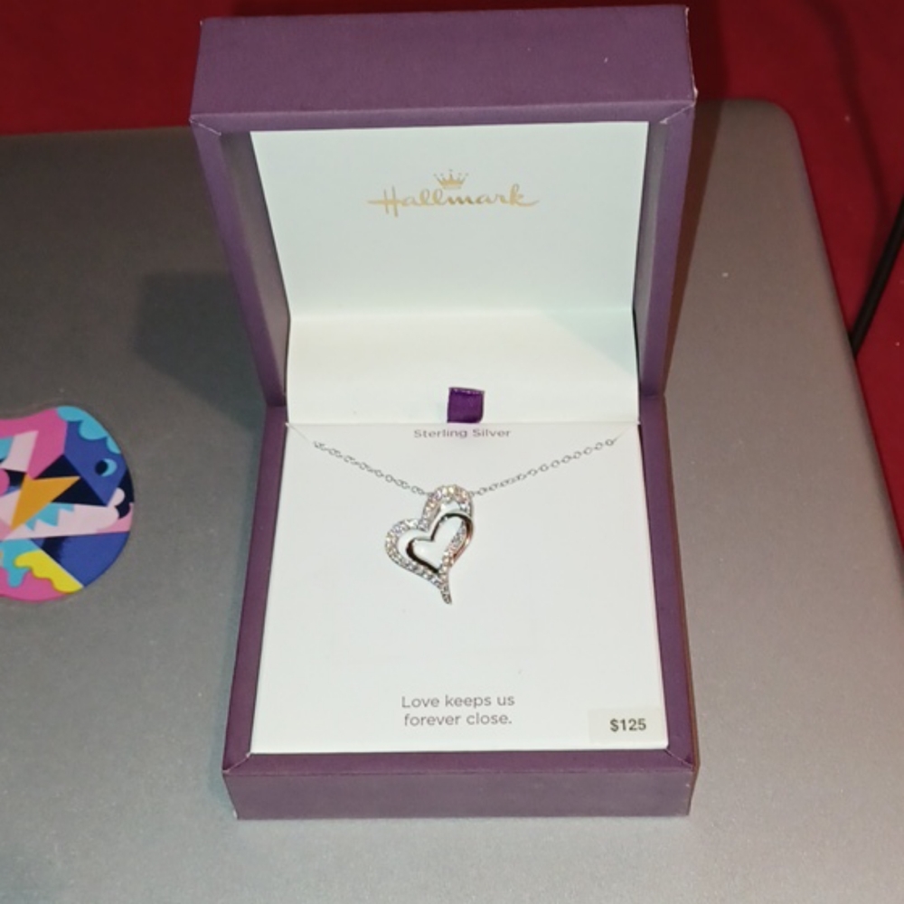 Sterling silver double heart necklace